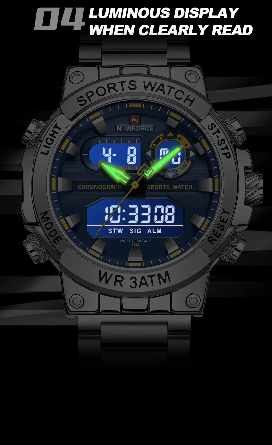 NAVIFORCE Dual Display Men’s Quartz Watch – Outdoor Style