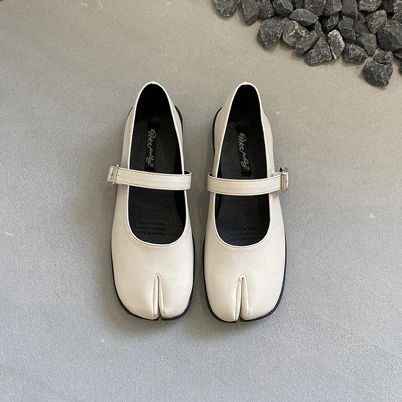 Women’s Split-Toe Loafers – SUOJIALUN Soft Flat Heel Casual Mary Jane Shoes