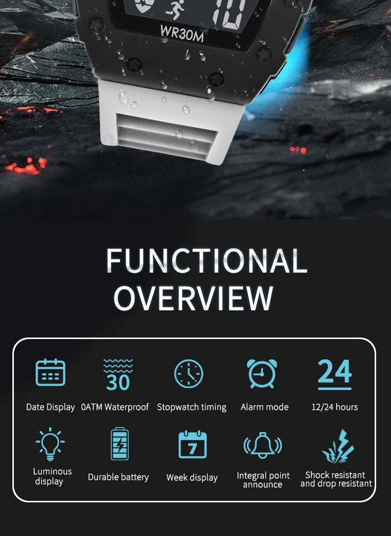 BNMI 2025 Men’s Outdoor Sports Digital Watch – Rectangle Face