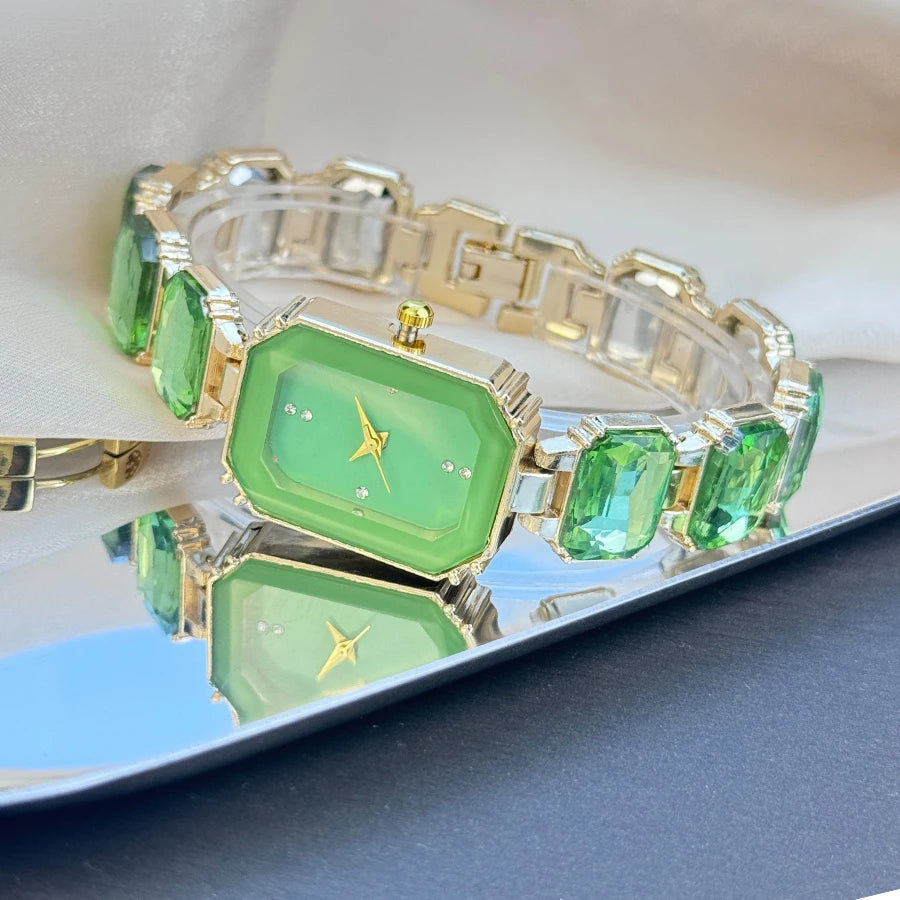 Ladies Rhinestone Dial Rectangular Fashion Watch
