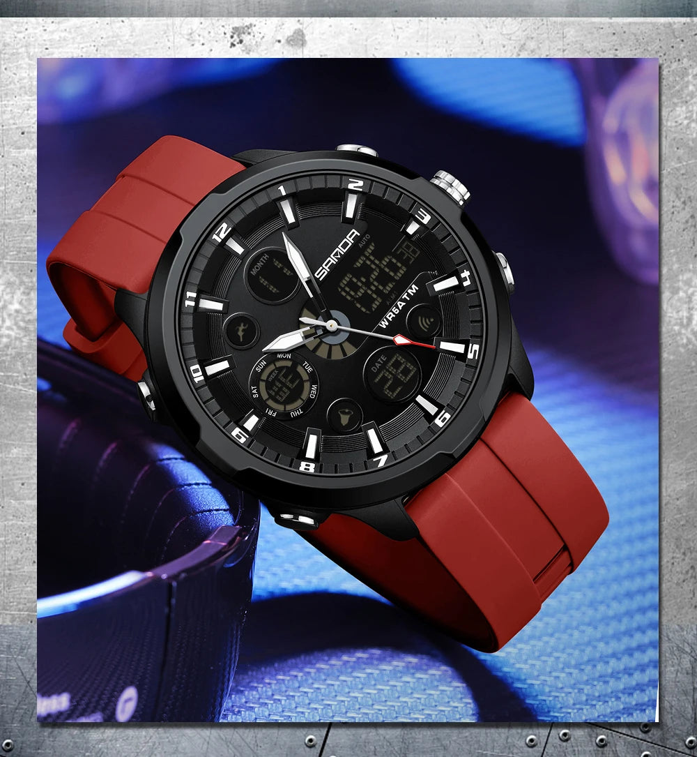 SANDA 9053 Dual-Display Sports Watch – 50M Waterproof