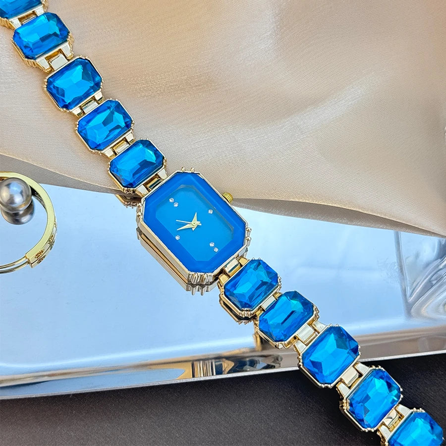 Ladies Rhinestone Dial Rectangular Fashion Watch