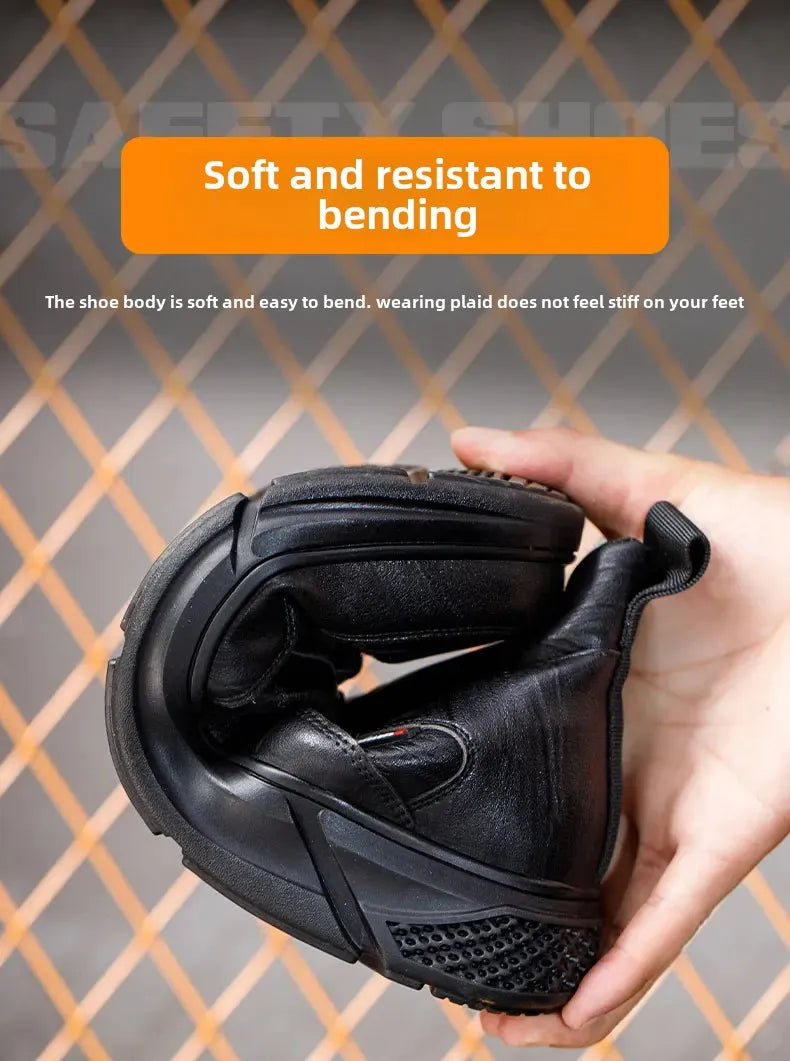 Men’s Safety Boots – Black Leather, Steel Toe, Anti-Scald & Durable Work Shoes