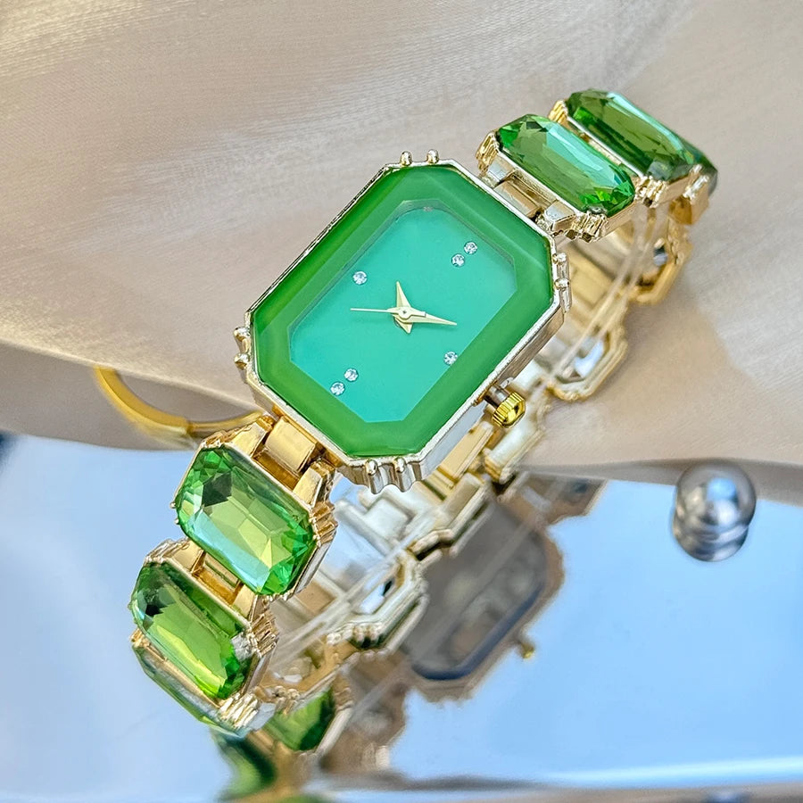 Ladies Rhinestone Dial Rectangular Fashion Watch