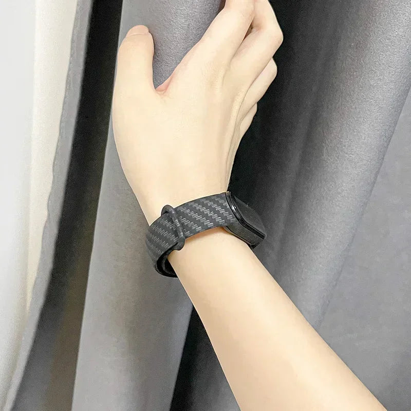 Xiaomi Mi Band 3‑7 Carbon Fiber Silicone Strap