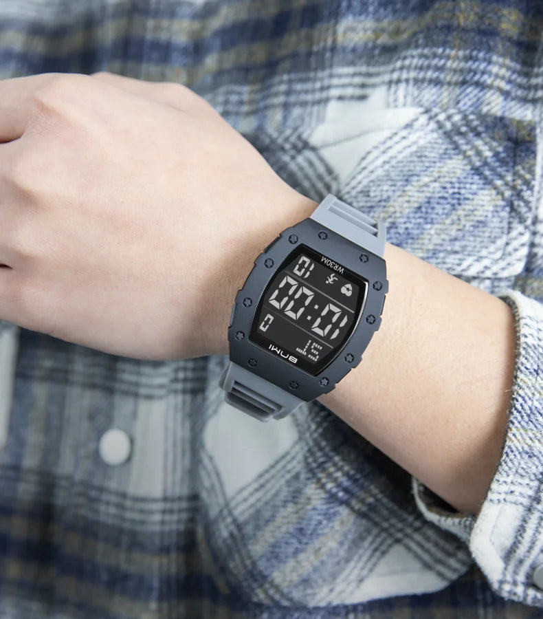 BNMI 2025 Men’s Outdoor Sports Digital Watch – Rectangle Face