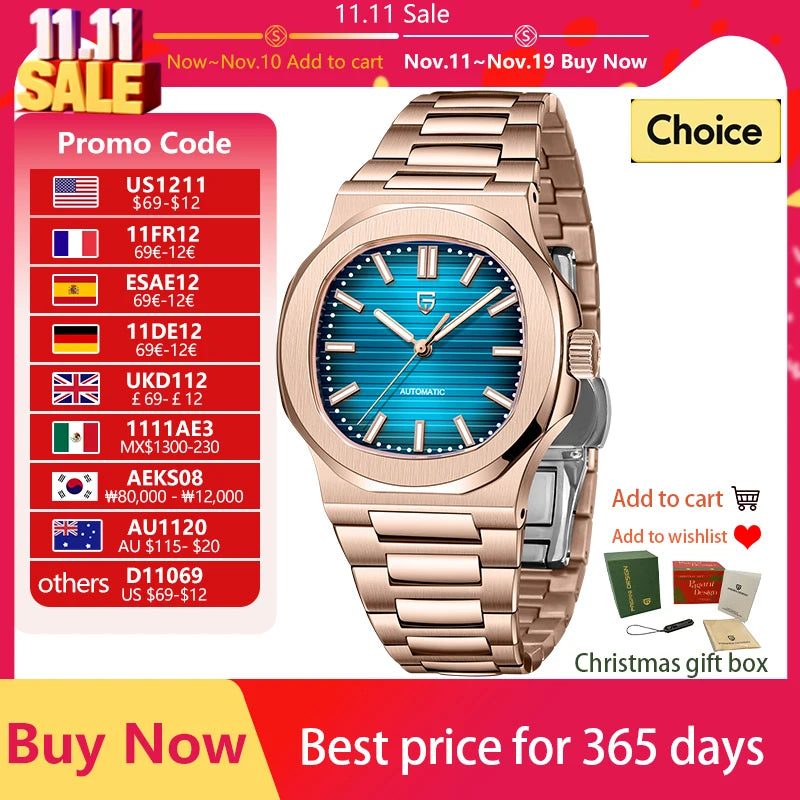 PAGANI DESIGN Men’s Mechanical Watch – Sapphire Crystal