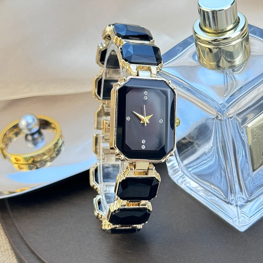 Ladies Rhinestone Dial Rectangular Fashion Watch