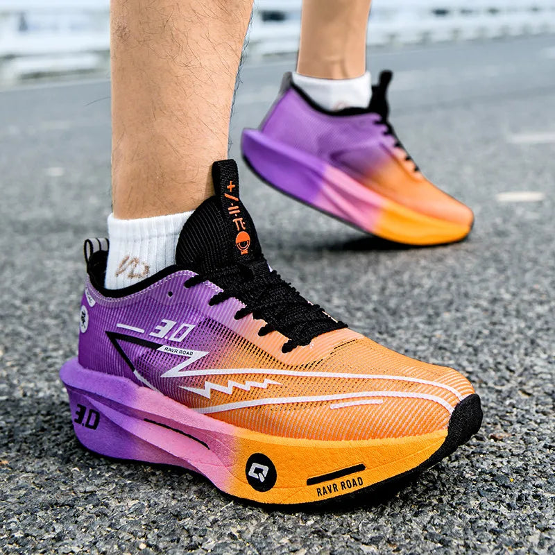 Men's Carbon Board Sneakers Anti-slip Cushioned Comfortable Racing Training Running Shoes Mesh Tennis Shoes Casual for Women