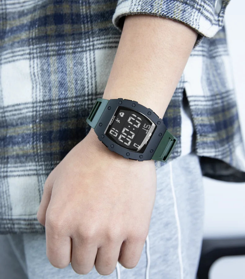 BNMI 2025 Men’s Outdoor Sports Digital Watch – Rectangle Face