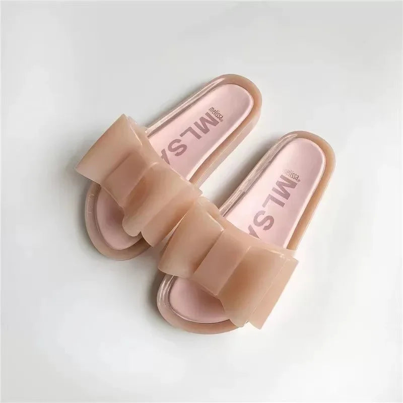 Women’s Summer Jelly Shoes – Fragrant, Solid Color, Butterfly Flat Casual Slippers