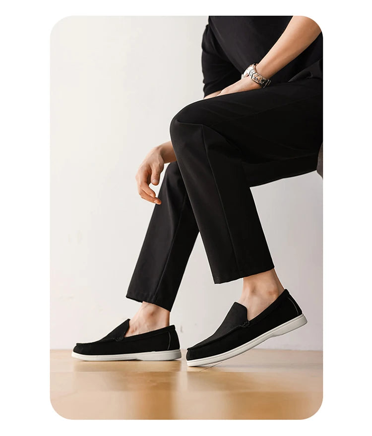 2025 Spring Men’s Leather Casual Shoes – Thick-Soled, British Style, Fashionable Sports Sneakers