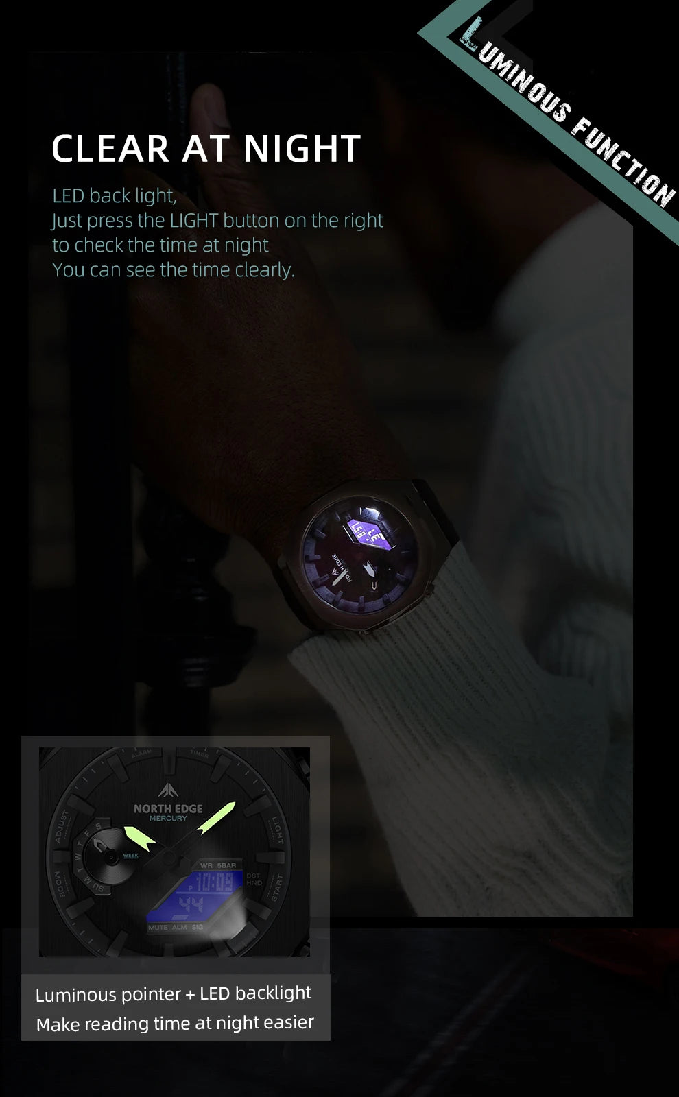 NORTH EDGE MERCURY Men’s Waterproof Digital Sports Watch