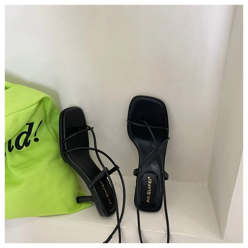 Women’s Summer Gladiator Sandals – Elegant High Heels with Buckle Strap for Party & Wedding