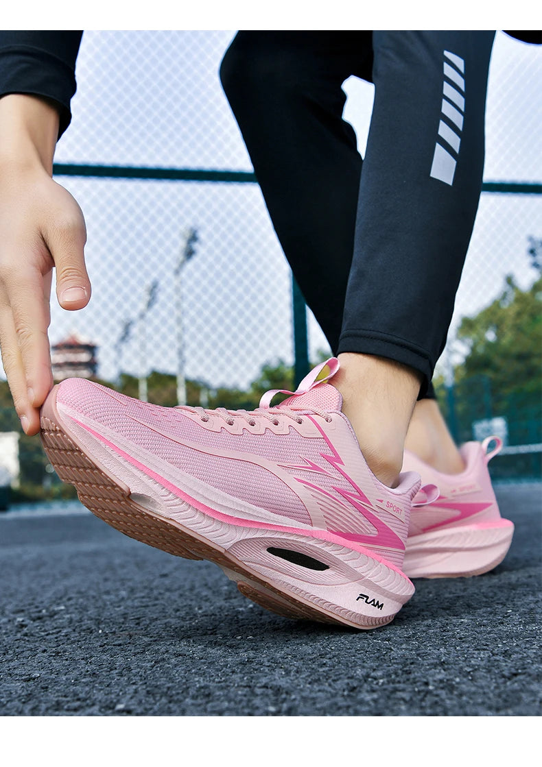 Marathon Running Sneakers – Lightweight, Shock-Absorbing, Breathable Mesh with Carbon Plate