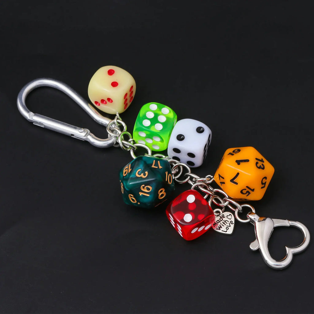 Ins Hiphop Black Dice Keychain Y2K Multi-sided Lucky Dice Keyring Pendant Men Women Car Mobile Phone Backpack Jewelry Gift