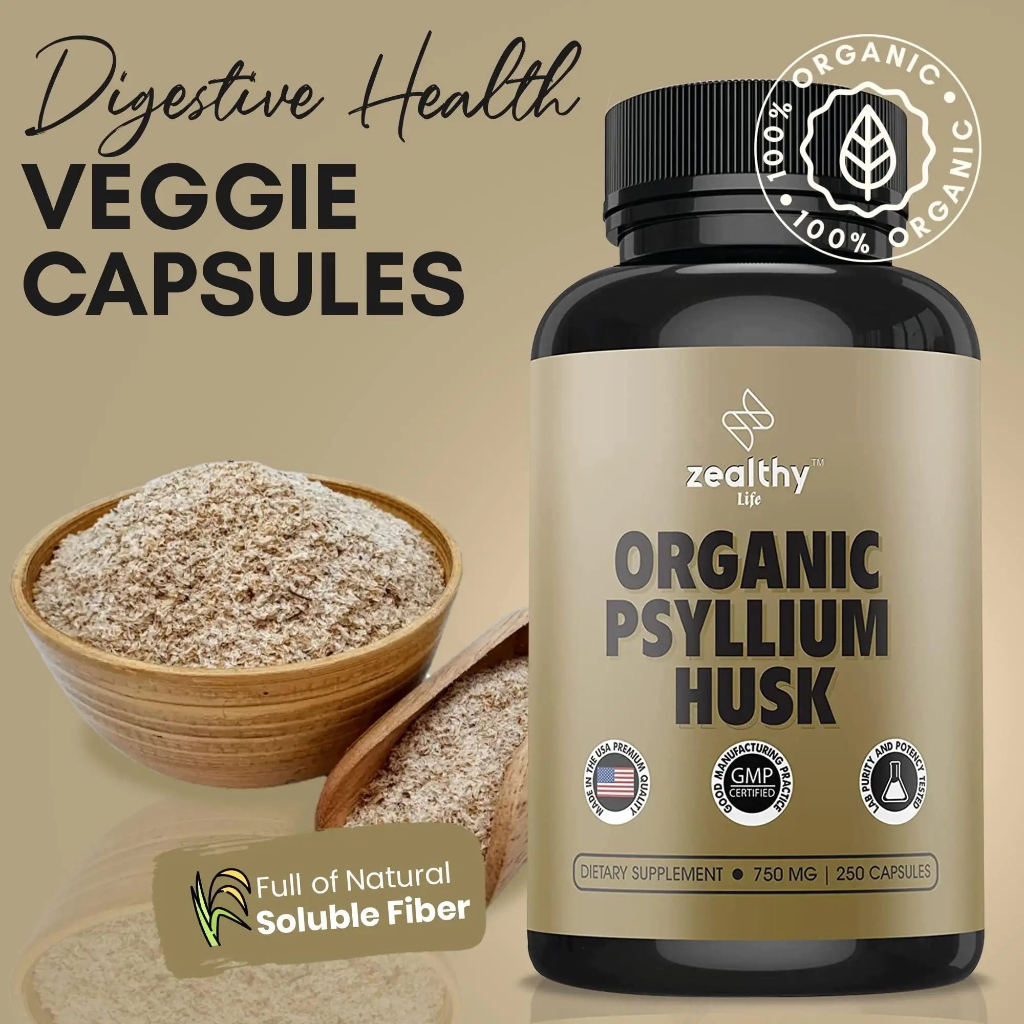 Pure Fiber 750mg Psyllium Husk Capsules