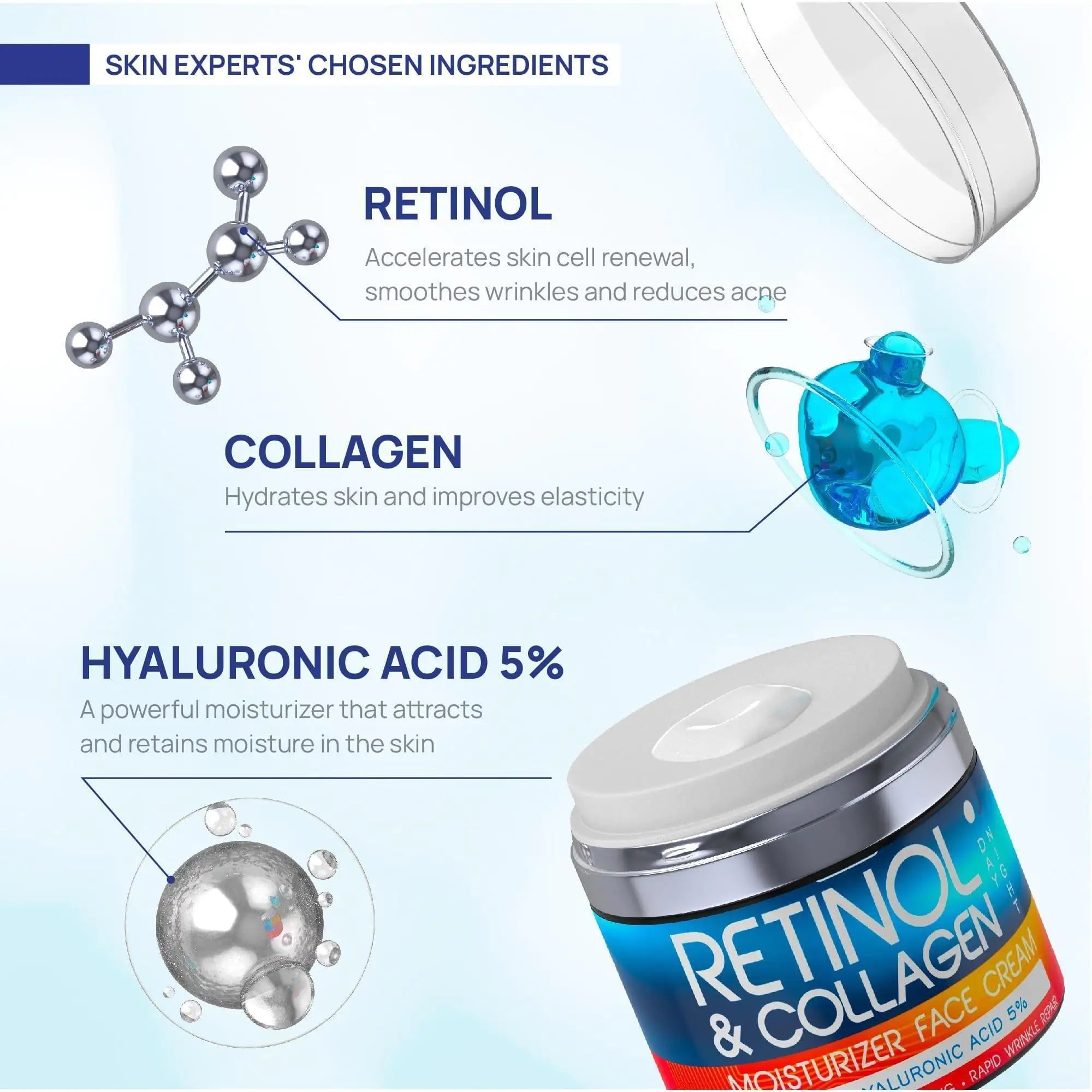 24-Hour Retinol Face Cream with Collagen & Hyaluronic Acid